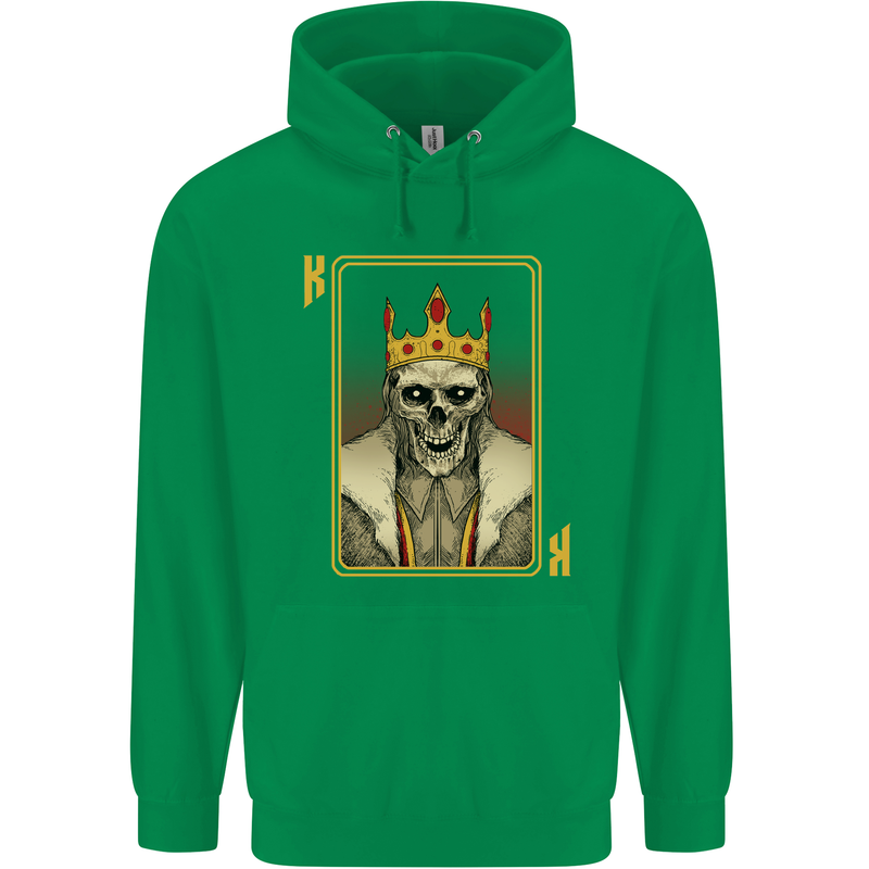 King Playing Card Gothic Skull Poker Childrens Kids Hoodie Irish Green