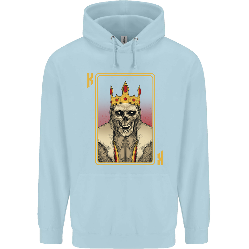 King Playing Card Gothic Skull Poker Childrens Kids Hoodie Light Blue