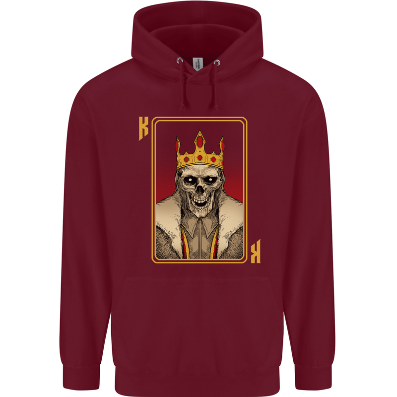 King Playing Card Gothic Skull Poker Childrens Kids Hoodie Maroon