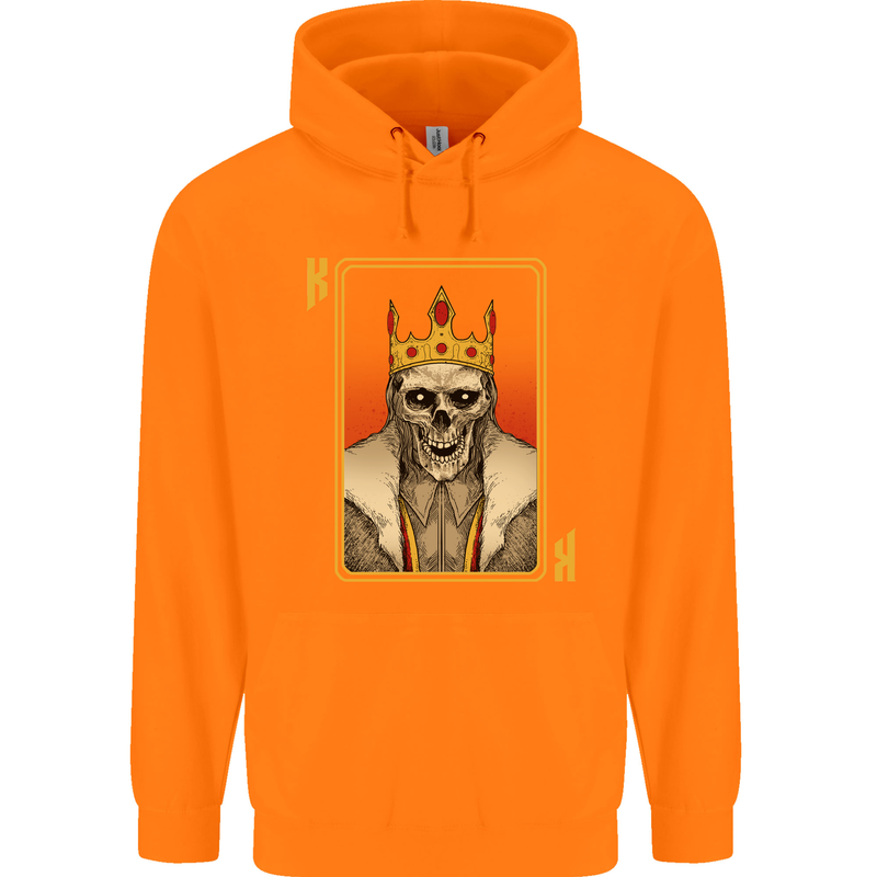 King Playing Card Gothic Skull Poker Childrens Kids Hoodie Orange