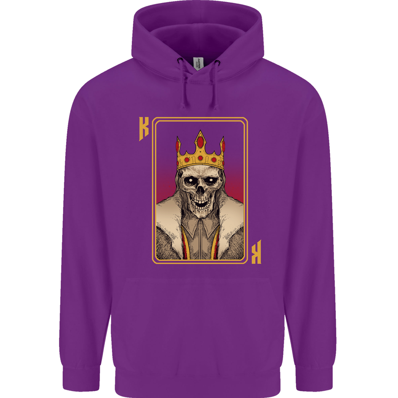 King Playing Card Gothic Skull Poker Childrens Kids Hoodie Purple