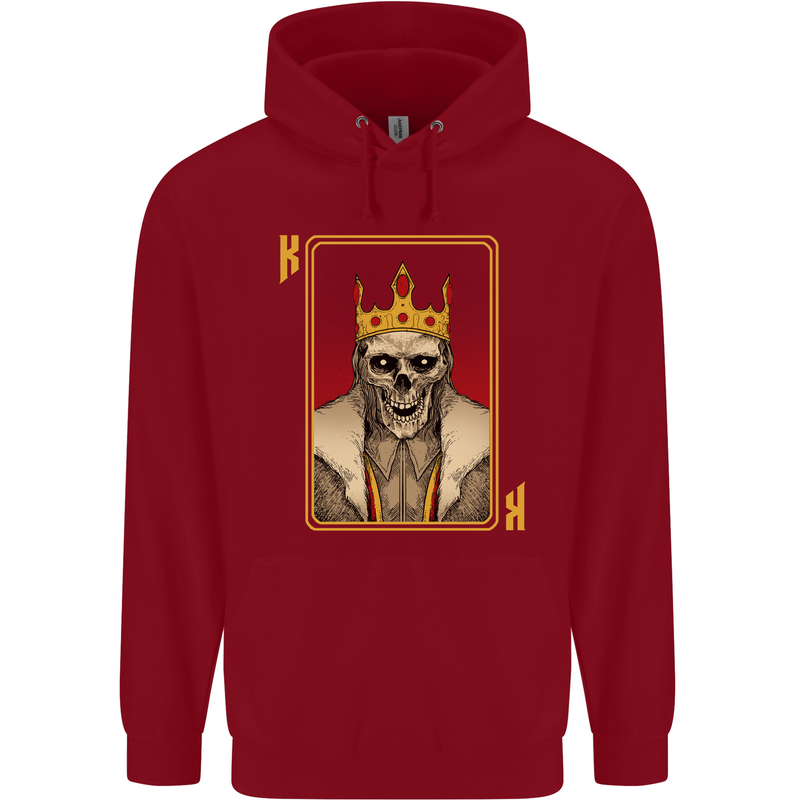 King Playing Card Gothic Skull Poker Childrens Kids Hoodie Red