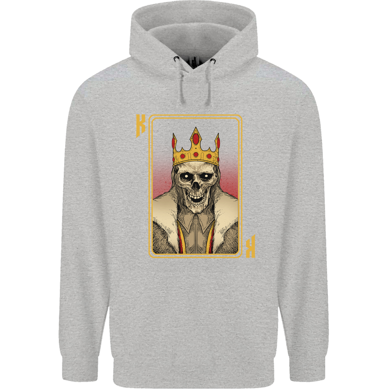 King Playing Card Gothic Skull Poker Childrens Kids Hoodie Sports Grey