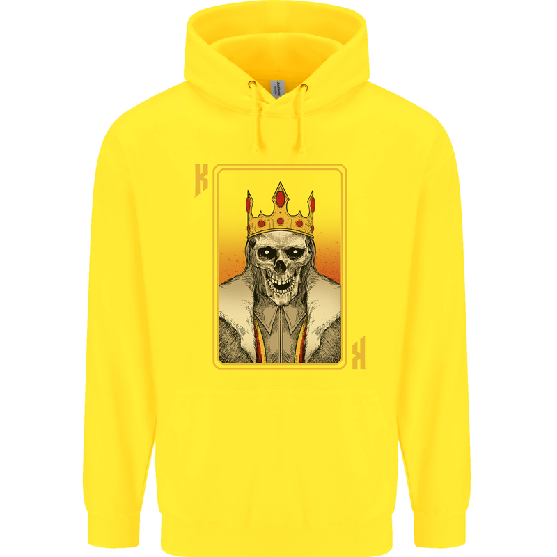 King Playing Card Gothic Skull Poker Childrens Kids Hoodie Yellow