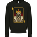 King Playing Card Gothic Skull Poker Kids Sweatshirt Jumper Black