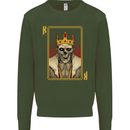 King Playing Card Gothic Skull Poker Kids Sweatshirt Jumper Forest Green