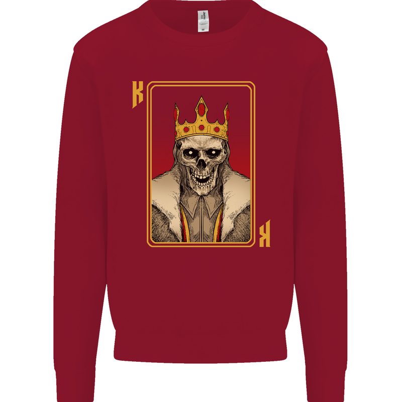King Playing Card Gothic Skull Poker Kids Sweatshirt Jumper Red