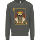 King Playing Card Gothic Skull Poker Kids Sweatshirt Jumper Storm Grey