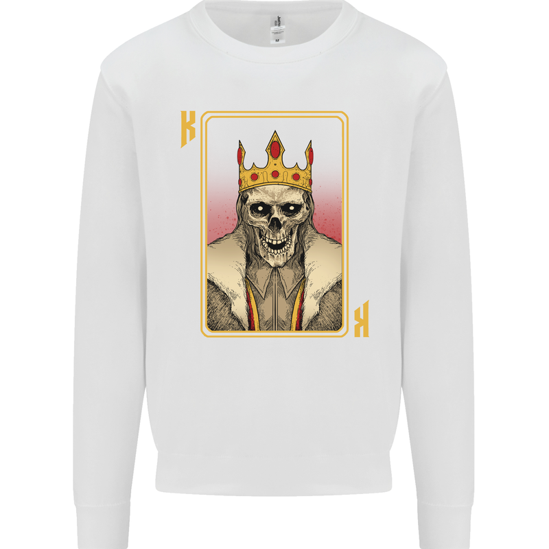 King Playing Card Gothic Skull Poker Kids Sweatshirt Jumper White