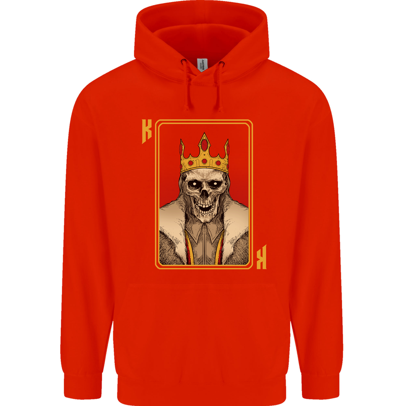 King Playing Card Gothic Skull Poker Mens 80% Cotton Hoodie Bright Red