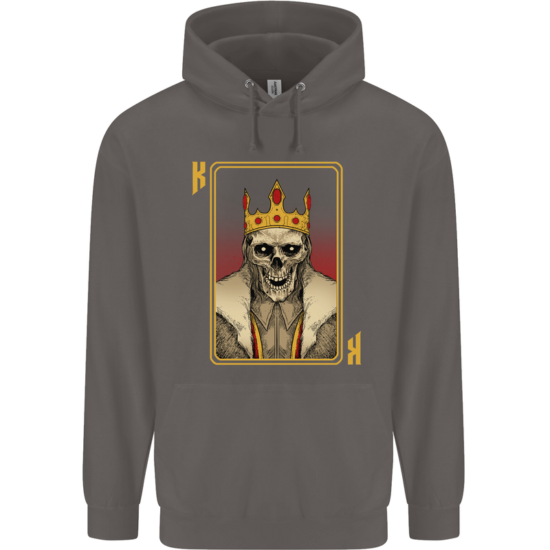 King Playing Card Gothic Skull Poker Mens 80% Cotton Hoodie Charcoal