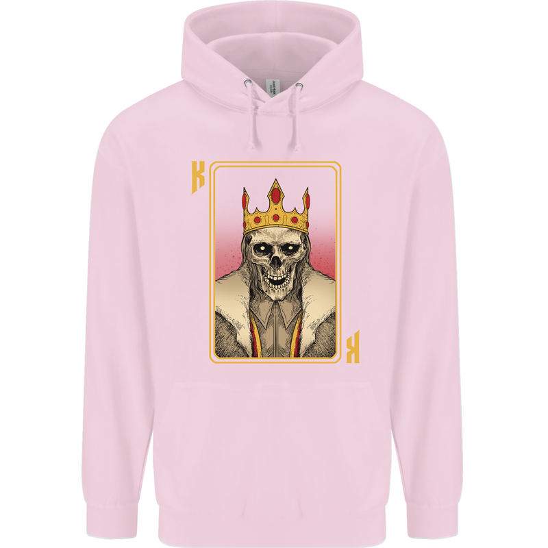 King Playing Card Gothic Skull Poker Mens 80% Cotton Hoodie Light Pink