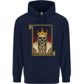 King Playing Card Gothic Skull Poker Mens 80% Cotton Hoodie Navy Blue