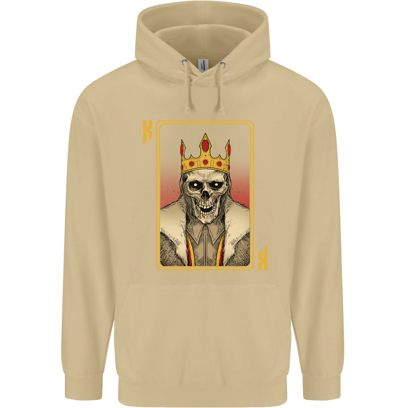 King Playing Card Gothic Skull Poker Mens 80% Cotton Hoodie Sand