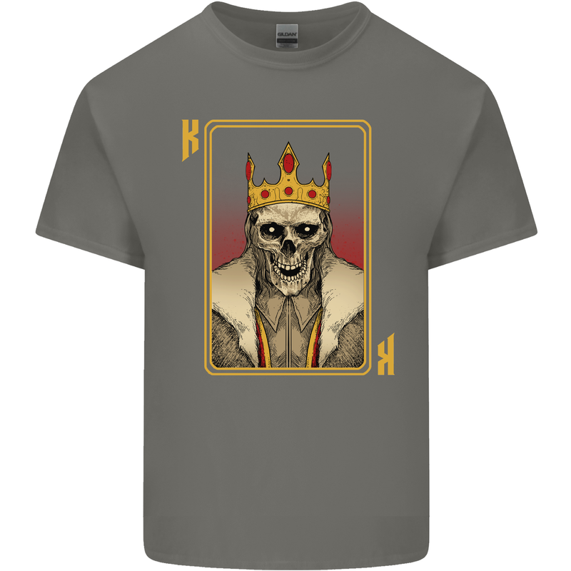 King Playing Card Gothic Skull Poker Mens Cotton T-Shirt Tee Top Charcoal