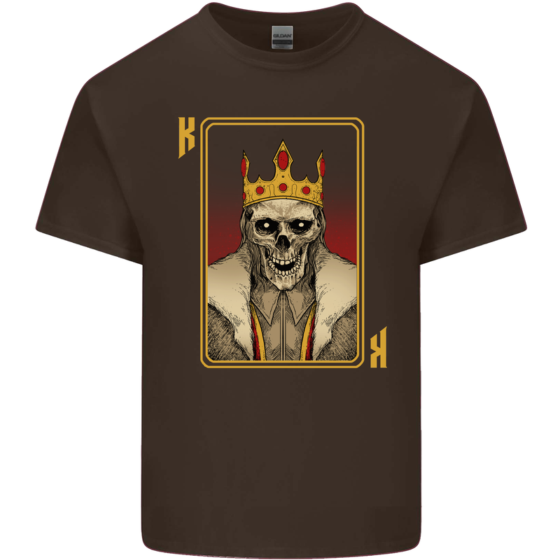 King Playing Card Gothic Skull Poker Mens Cotton T-Shirt Tee Top Dark Chocolate