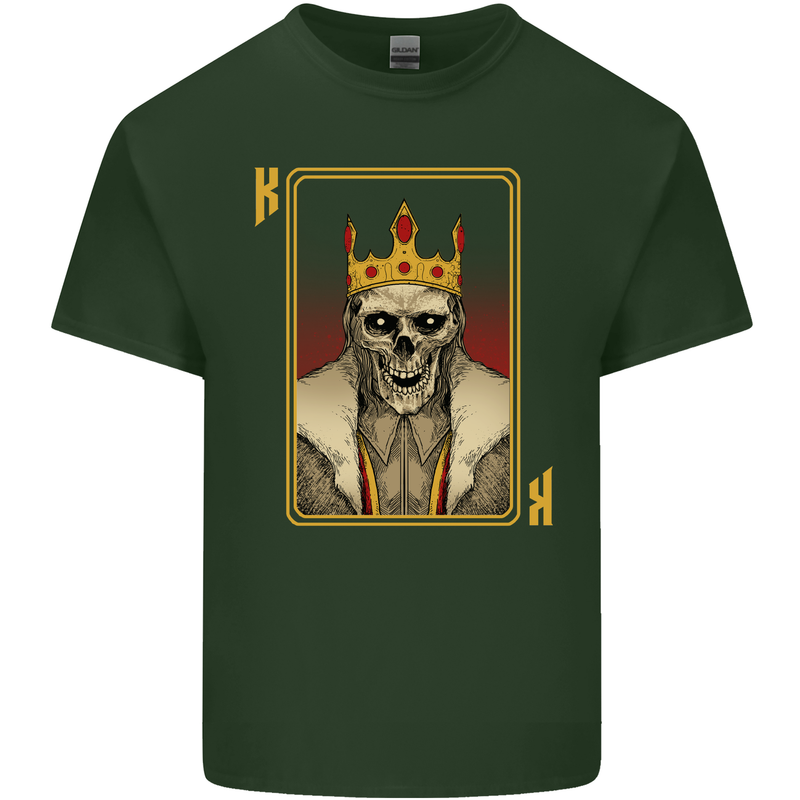 King Playing Card Gothic Skull Poker Mens Cotton T-Shirt Tee Top Forest Green