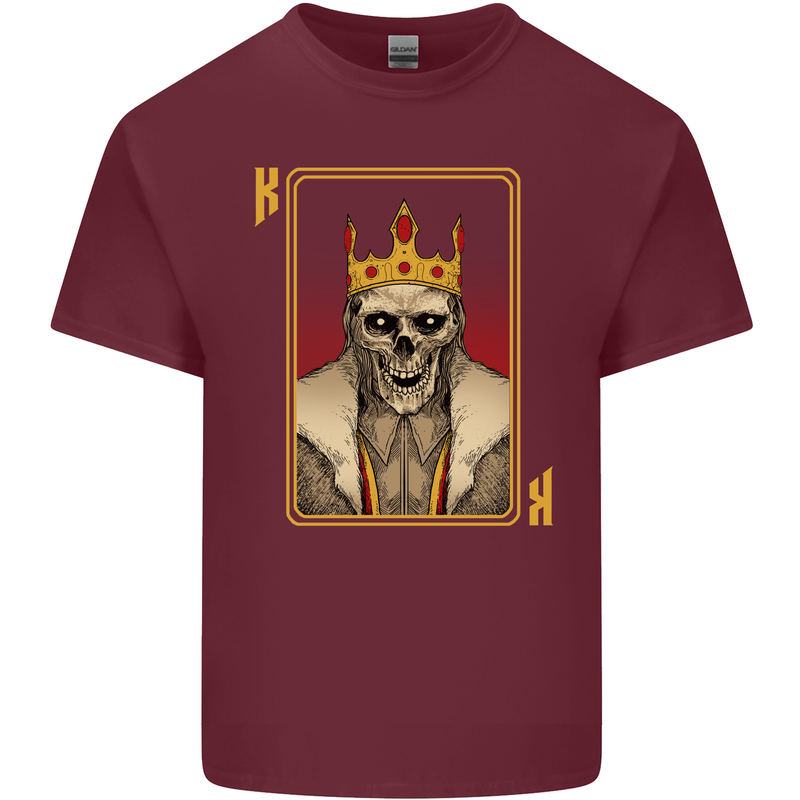 King Playing Card Gothic Skull Poker Mens Cotton T-Shirt Tee Top Maroon