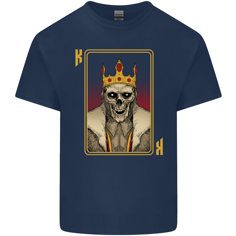 King Playing Card Gothic Skull Poker Mens Cotton T-Shirt Tee Top Navy Blue