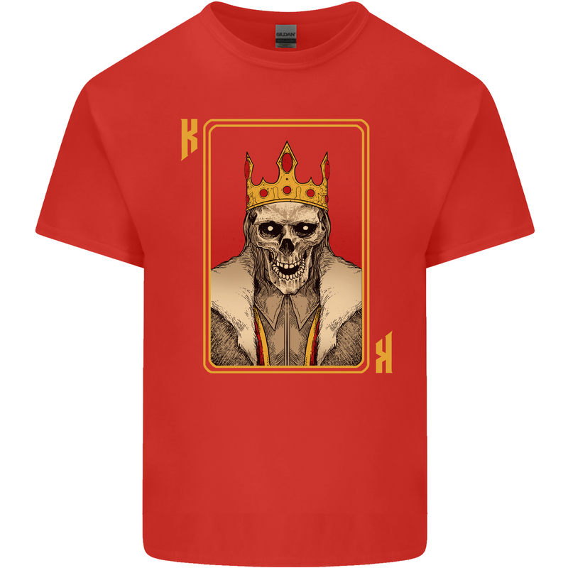 King Playing Card Gothic Skull Poker Mens Cotton T-Shirt Tee Top Red