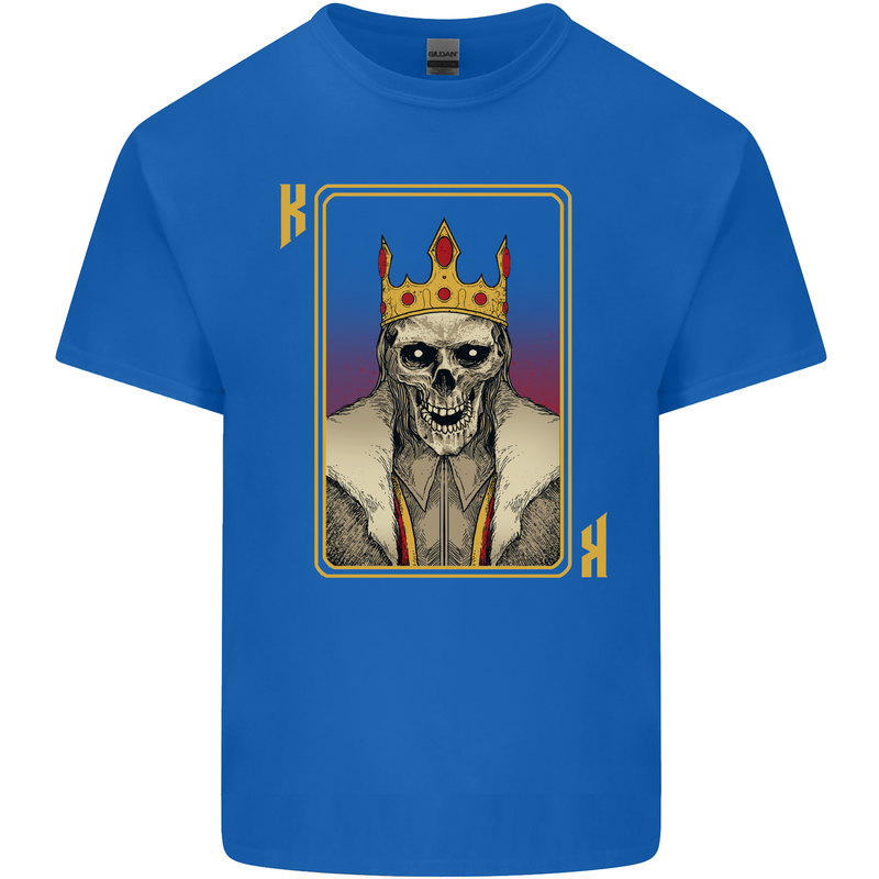 King Playing Card Gothic Skull Poker Mens Cotton T-Shirt Tee Top Royal Blue