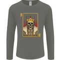 King Playing Card Gothic Skull Poker Mens Long Sleeve T-Shirt Charcoal