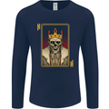 King Playing Card Gothic Skull Poker Mens Long Sleeve T-Shirt Navy Blue