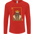 King Playing Card Gothic Skull Poker Mens Long Sleeve T-Shirt Red