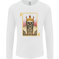 King Playing Card Gothic Skull Poker Mens Long Sleeve T-Shirt White