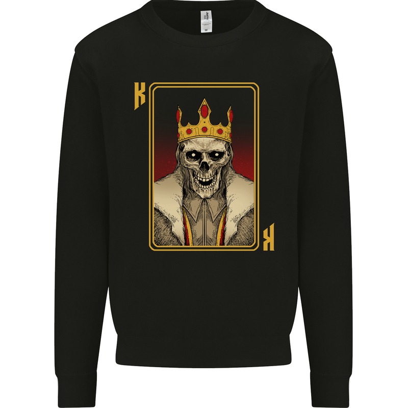 King Playing Card Gothic Skull Poker Mens Sweatshirt Jumper Black