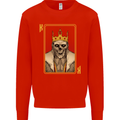 King Playing Card Gothic Skull Poker Mens Sweatshirt Jumper Bright Red