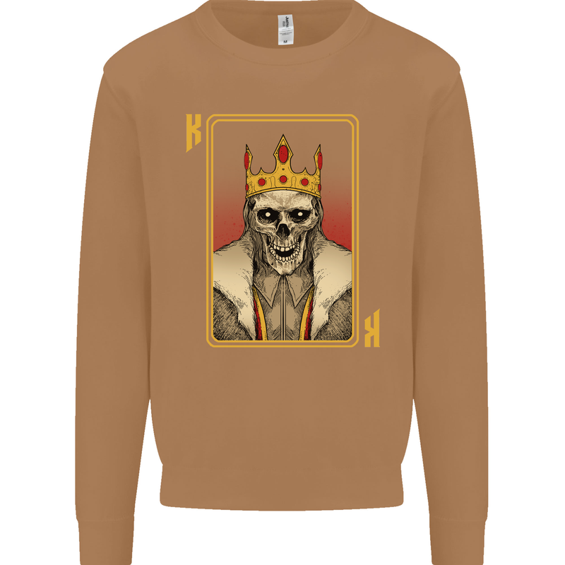 King Playing Card Gothic Skull Poker Mens Sweatshirt Jumper Caramel Latte