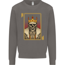 King Playing Card Gothic Skull Poker Mens Sweatshirt Jumper Charcoal