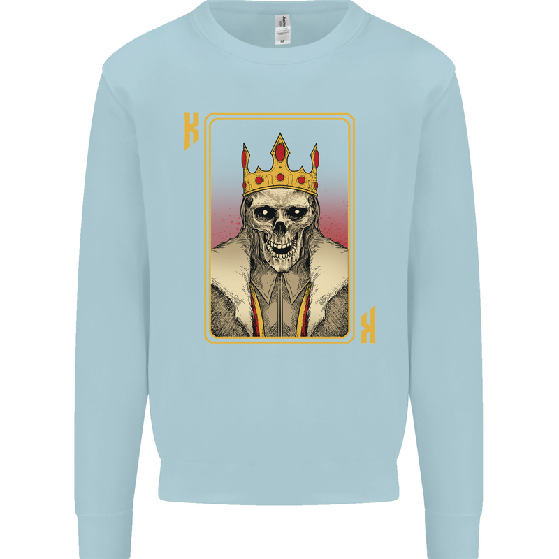 King Playing Card Gothic Skull Poker Mens Sweatshirt Jumper Light Blue