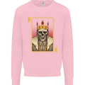 King Playing Card Gothic Skull Poker Mens Sweatshirt Jumper Light Pink