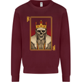 King Playing Card Gothic Skull Poker Mens Sweatshirt Jumper Maroon