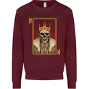 King Playing Card Gothic Skull Poker Mens Sweatshirt Jumper Maroon