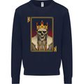 King Playing Card Gothic Skull Poker Mens Sweatshirt Jumper Navy Blue