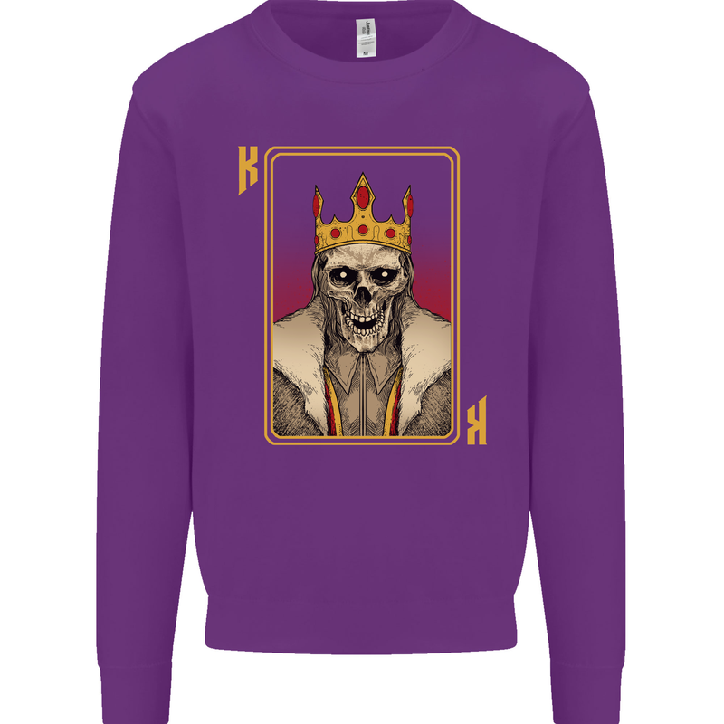 King Playing Card Gothic Skull Poker Mens Sweatshirt Jumper Purple