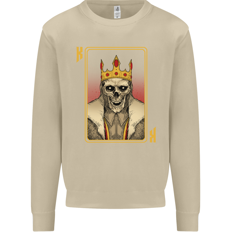 King Playing Card Gothic Skull Poker Mens Sweatshirt Jumper Sand