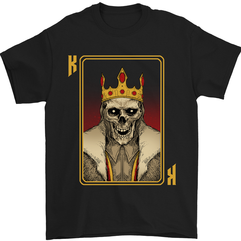 King Playing Card Gothic Skull Poker Mens T-Shirt Cotton Gildan Black