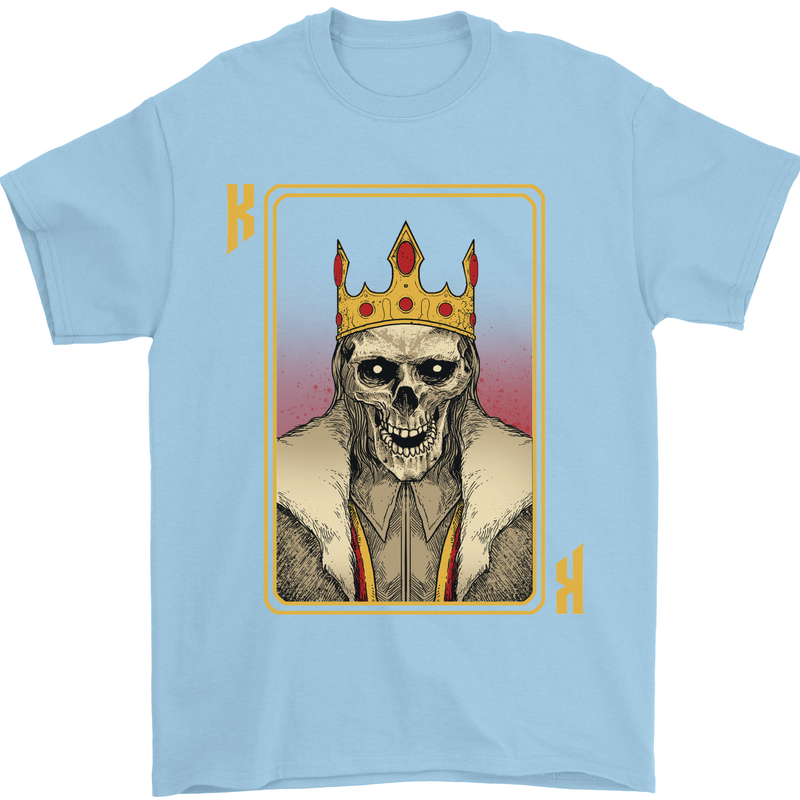 King Playing Card Gothic Skull Poker Mens T-Shirt Cotton Gildan Light Blue