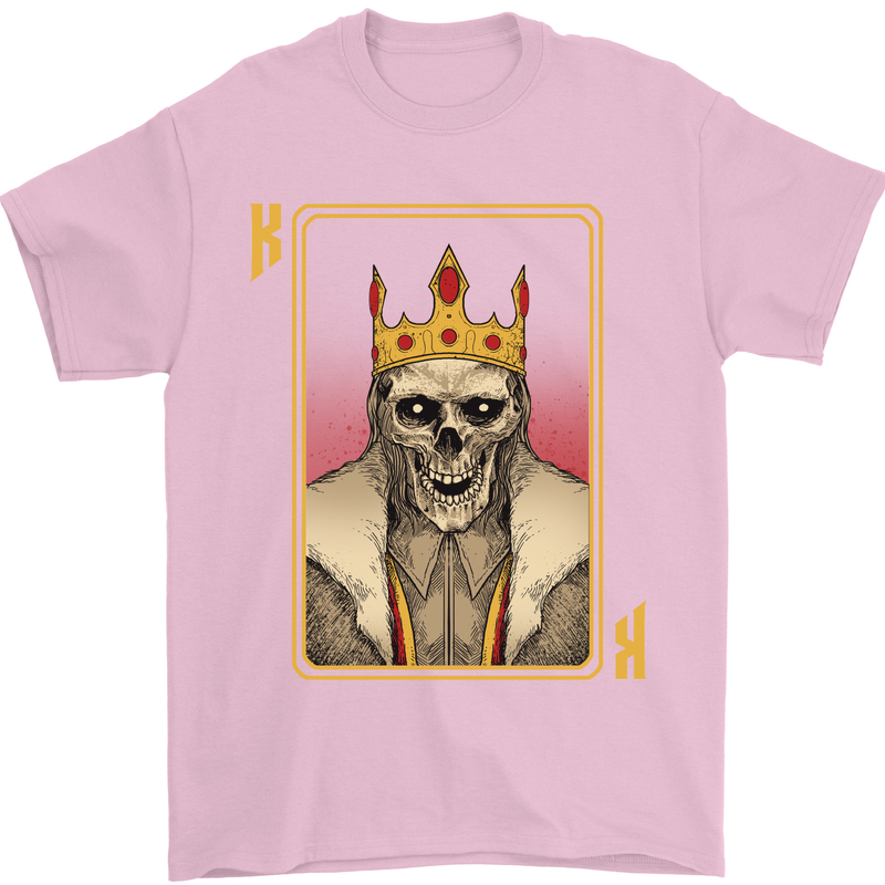 King Playing Card Gothic Skull Poker Mens T-Shirt Cotton Gildan Light Pink
