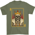 King Playing Card Gothic Skull Poker Mens T-Shirt Cotton Gildan Military Green