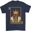 King Playing Card Gothic Skull Poker Mens T-Shirt Cotton Gildan Navy Blue