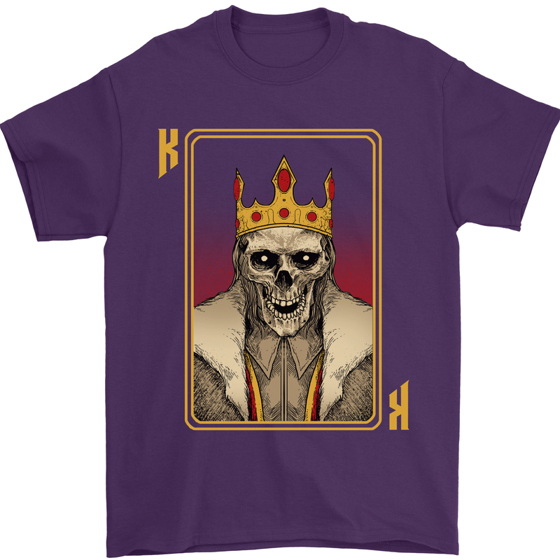 King Playing Card Gothic Skull Poker Mens T-Shirt Cotton Gildan Purple