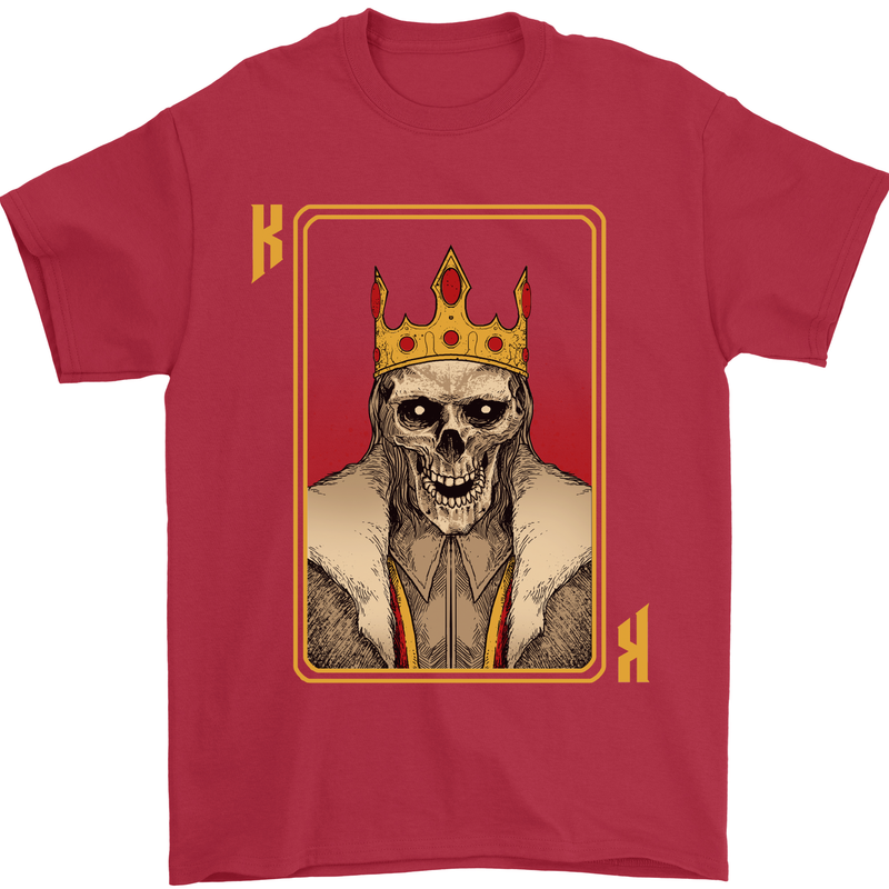 King Playing Card Gothic Skull Poker Mens T-Shirt Cotton Gildan Red