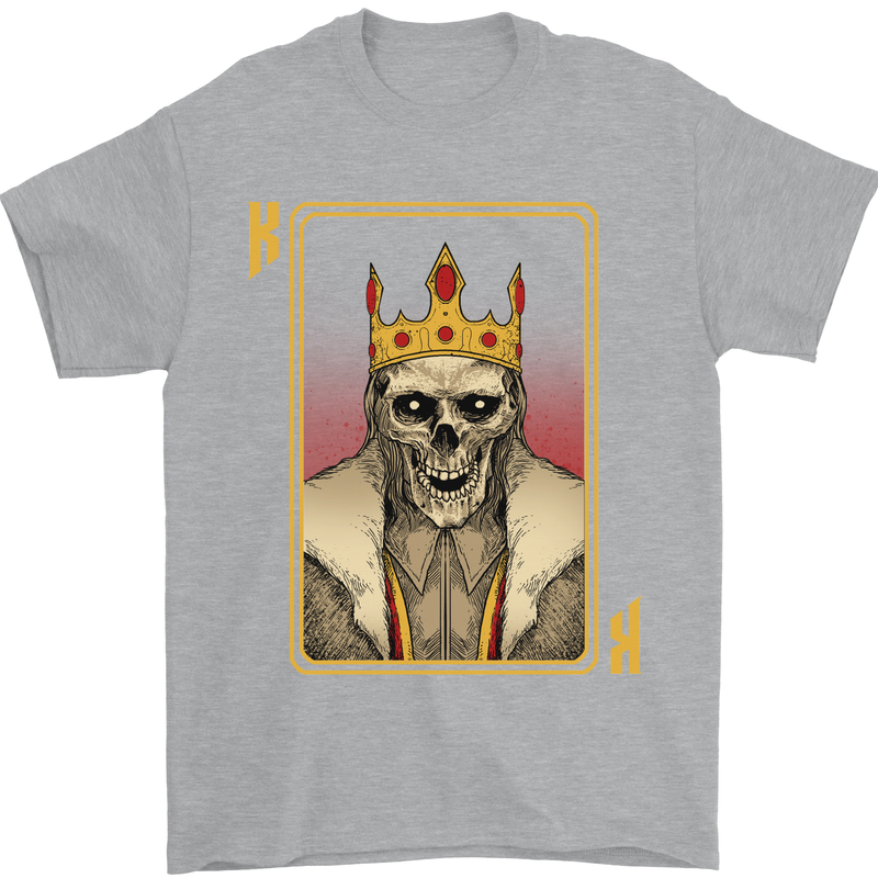King Playing Card Gothic Skull Poker Mens T-Shirt Cotton Gildan Sports Grey