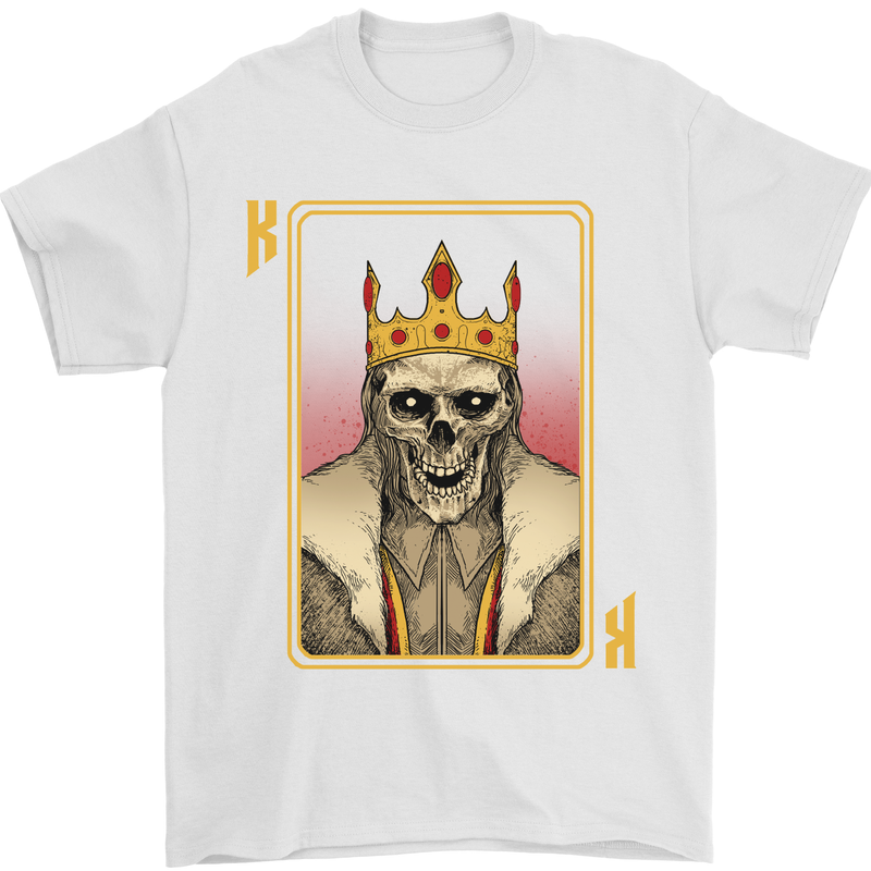 King Playing Card Gothic Skull Poker Mens T-Shirt Cotton Gildan White