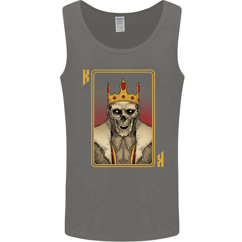 King Playing Card Gothic Skull Poker Mens Vest Tank Top Charcoal